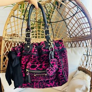 Y2K Juicy Couture pink leopard print day dreamer bag purse